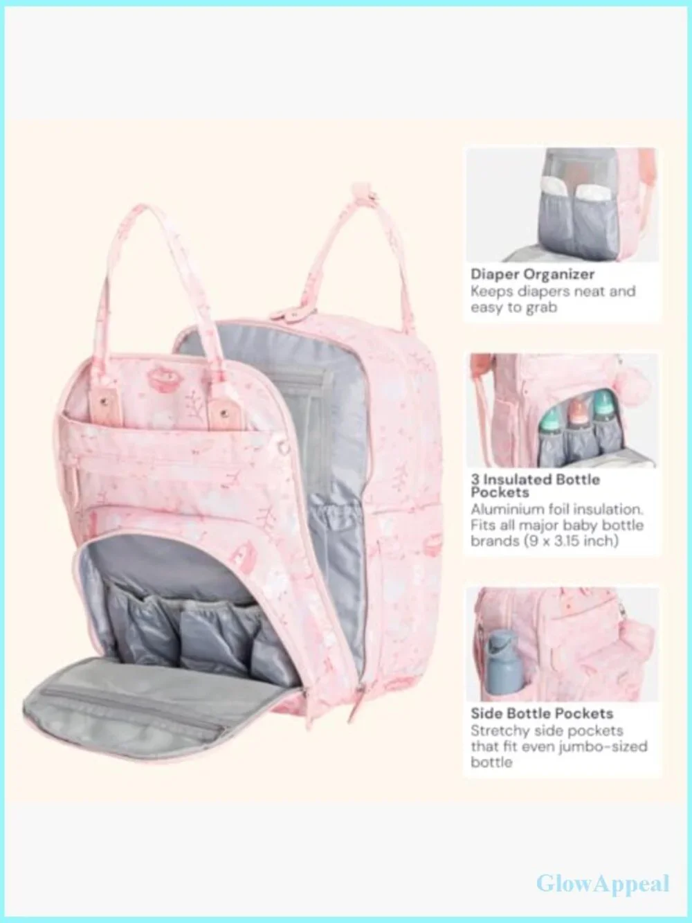 Diaper Bag Backpack - Baby Essentials Travel Tote with Changing Pad & Stroller